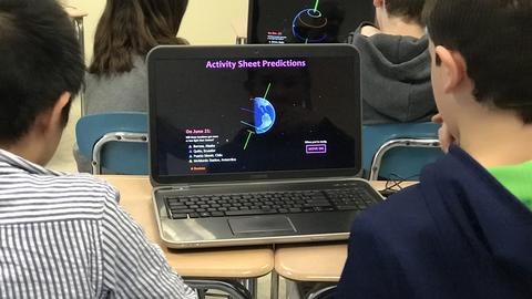 Students studying Seasons with WorldWide Telescope