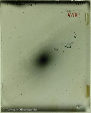 Edwin Hubble's Famous Glass Slide of the M31 Andromeda Galaxy