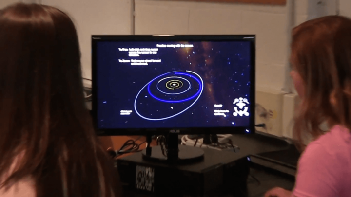 Student using WWT TUES Hubble Lab