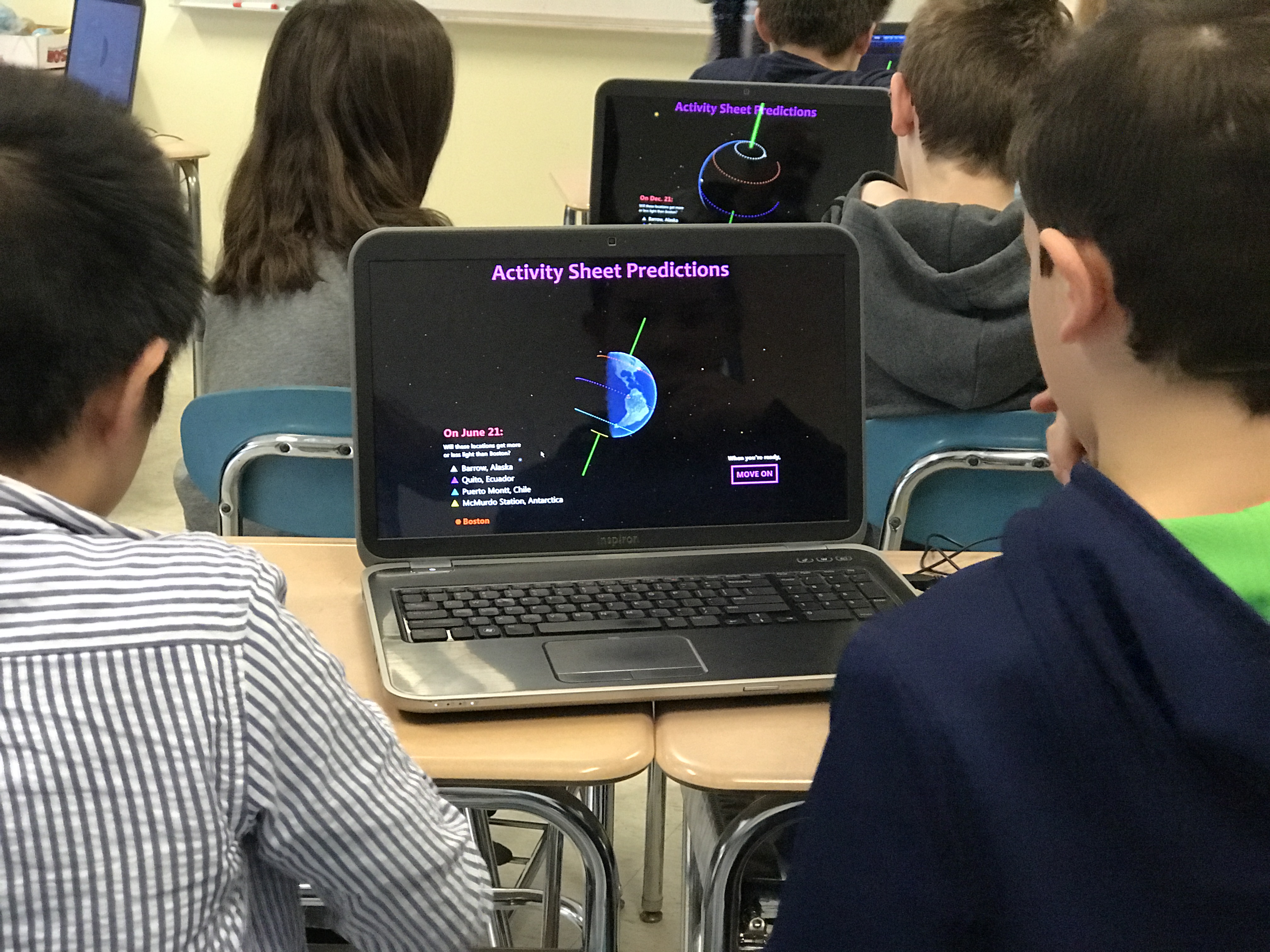 Students studying Seasons with WorldWide Telescope